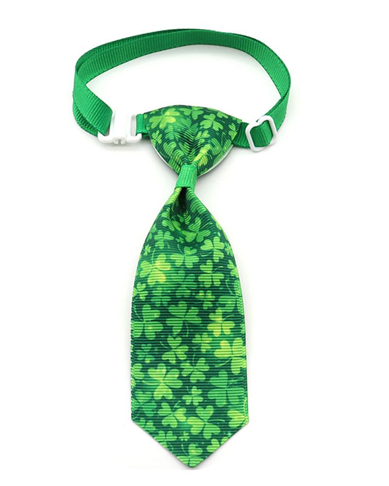 

1pcs Clover Print St. Patrick's Day Pet Tie, Style1