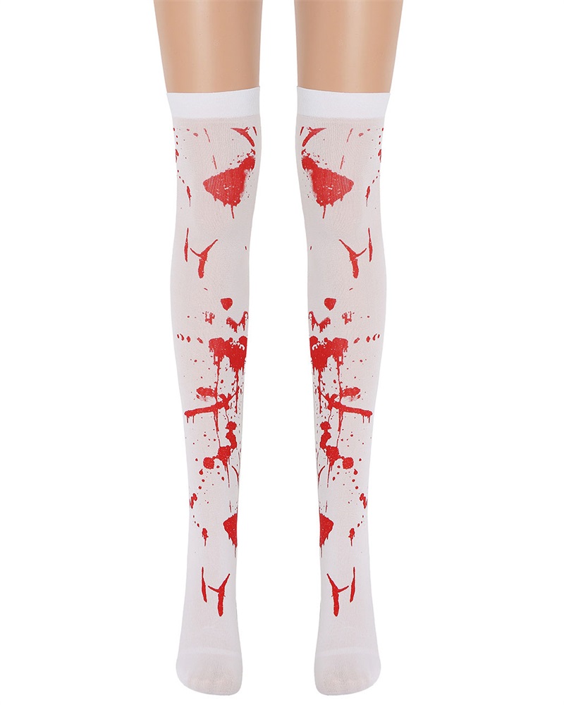 

Halloween Stockings Bloody Thigh High Stockings Over Knee Long Socks Cosplay Party Stage Decorations, Red