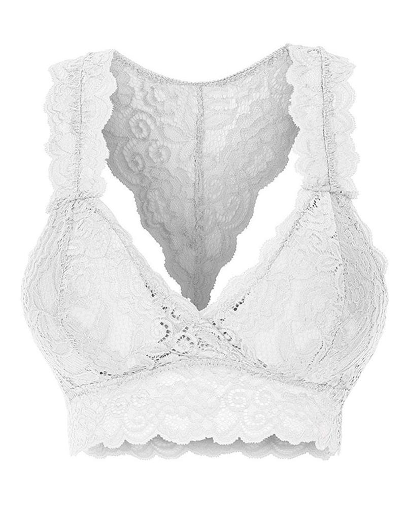 

Plain Lace Padded Bralette, White