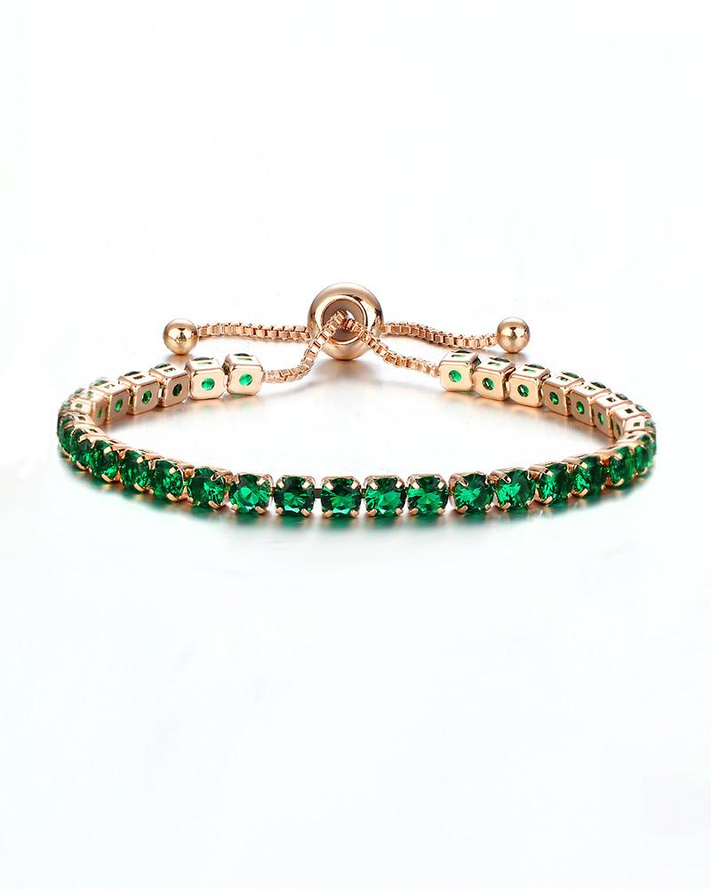 

Rhinestone Adjustable Chain Bracelet, Green