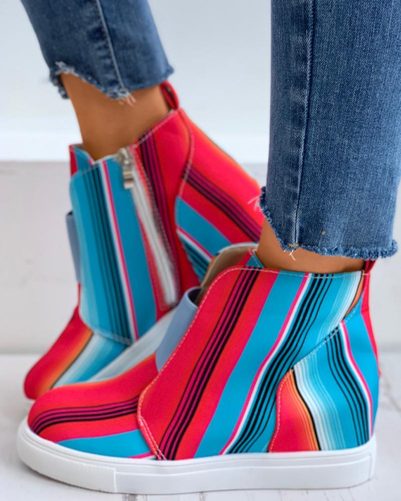 

Plaid Colorblock Zip Hidden Sneaker, Multicolor