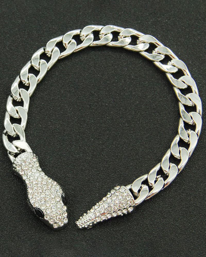 

1pc Rhinestone Snake Magnet Chain Bracelet, Style2