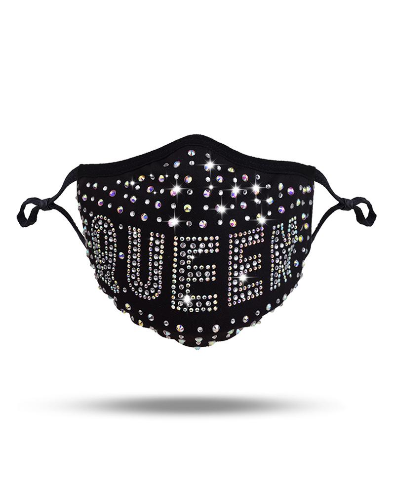 

Letter Pattern Studded Breathable Face Mask, Style1