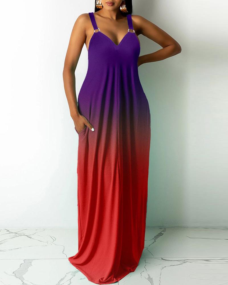 

Ombre Pocket Design Ruched Casual Dress, Dark red