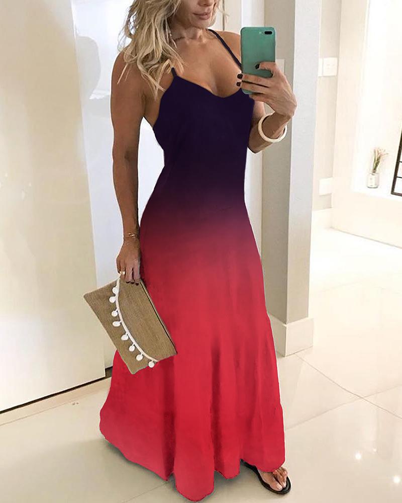 

Gradient Color Tie Dye Print Maxi Dress, Hot pink
