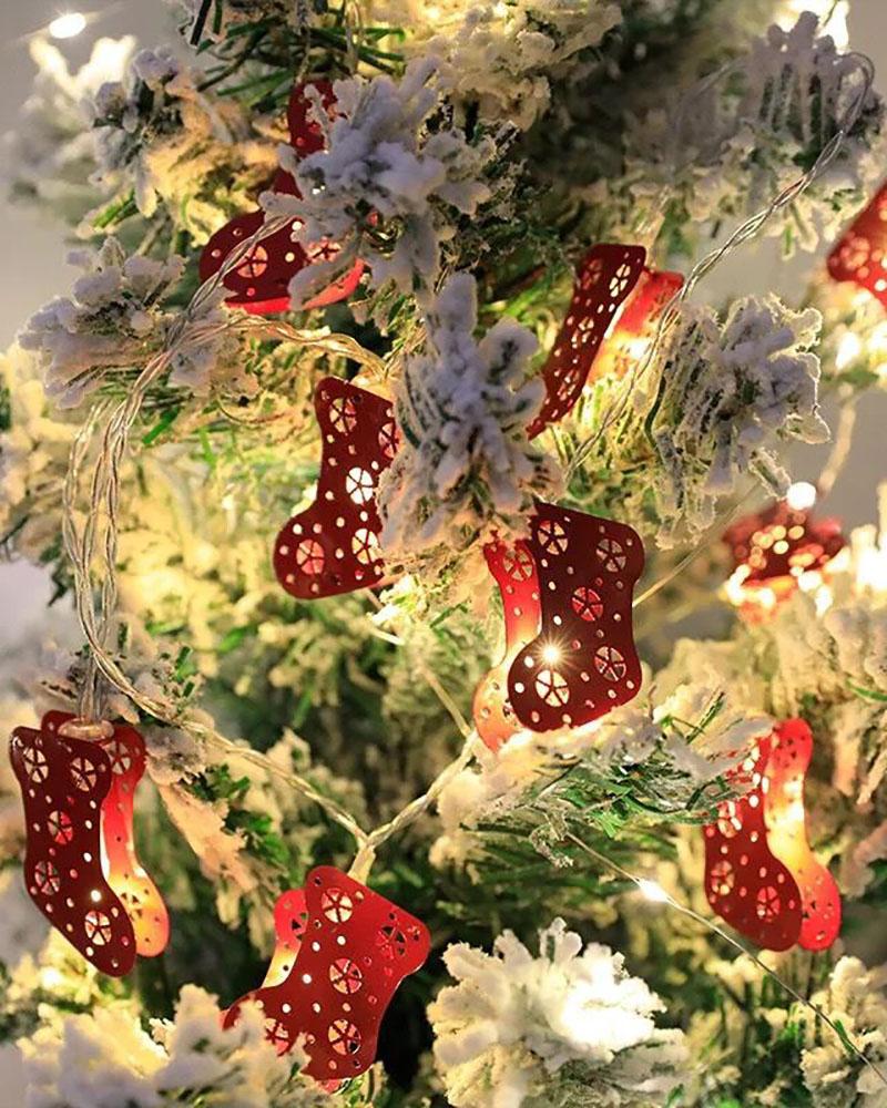

Christmas String Lights USB Operated Red Socks Lights With 10pcs Bulbs Indoor Outdoor Ornament, Style1