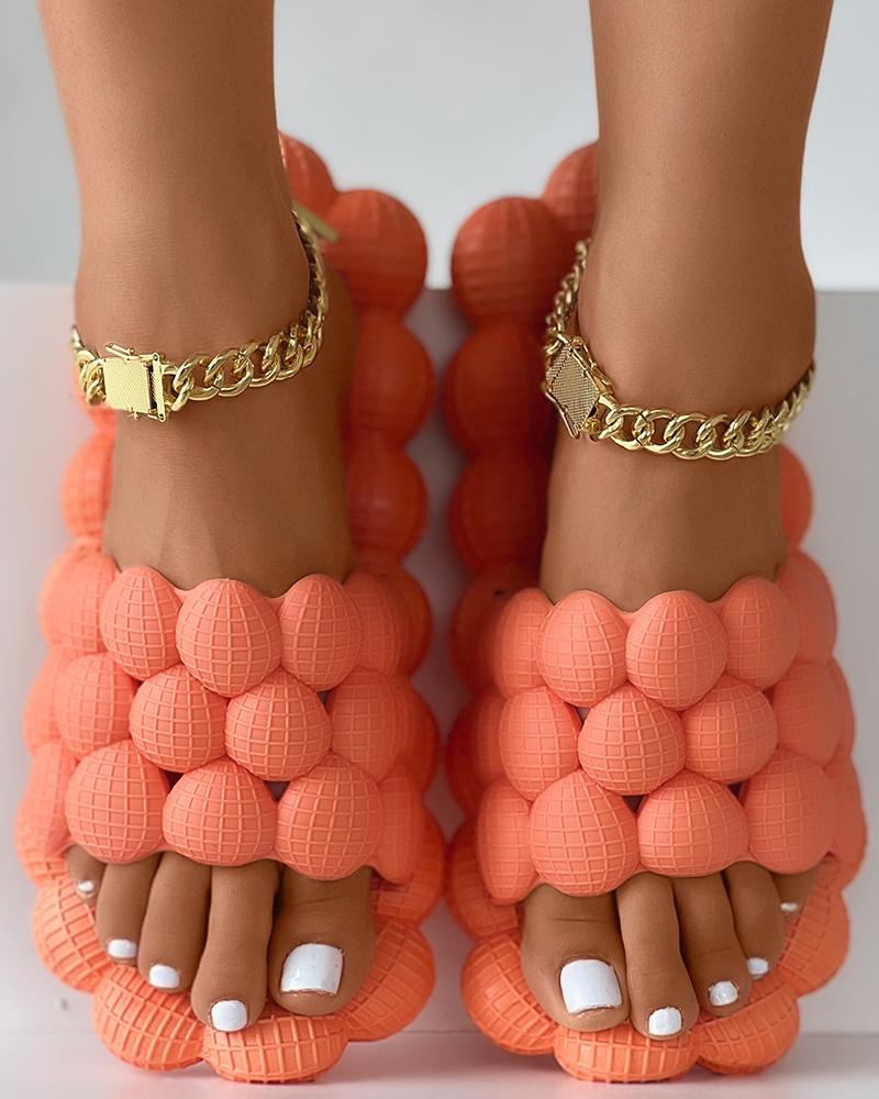

Plain Round Toe Casual Slippers, Orange