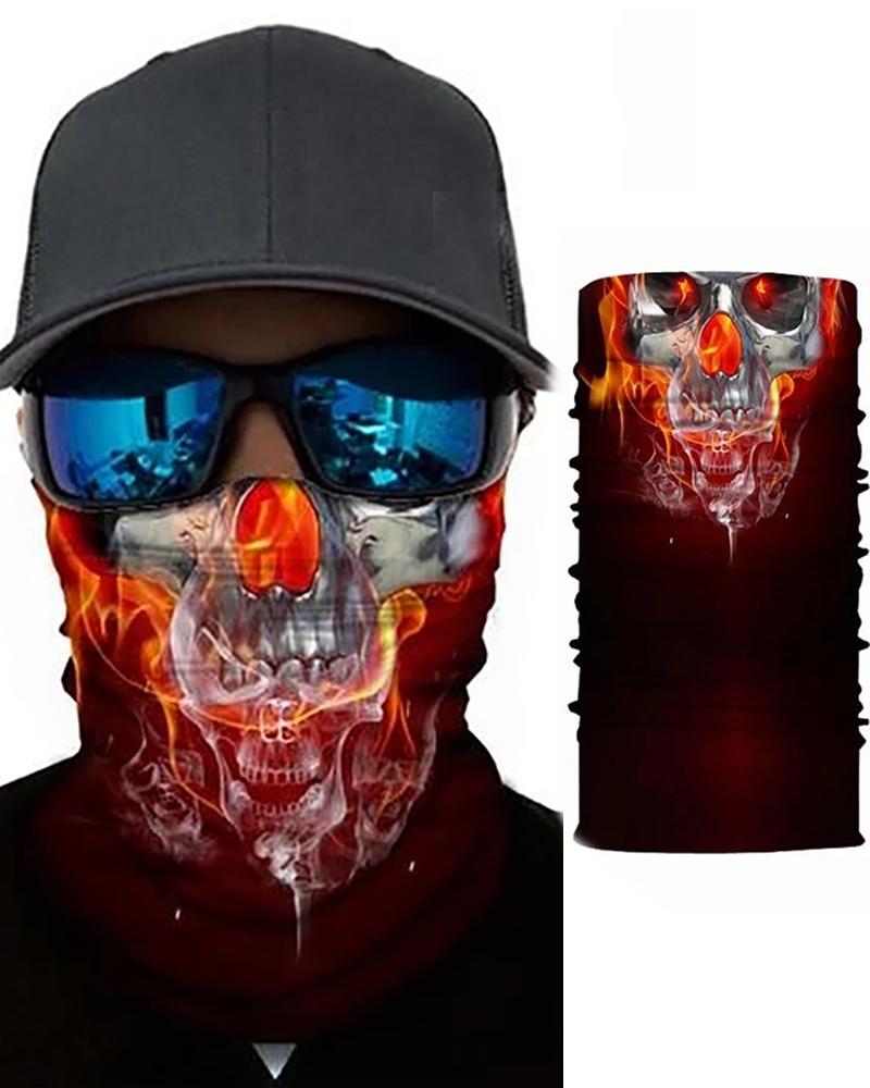 

Skull Print Breathable Face Bandana Magic Scarf Headwrap Balaclava, Red