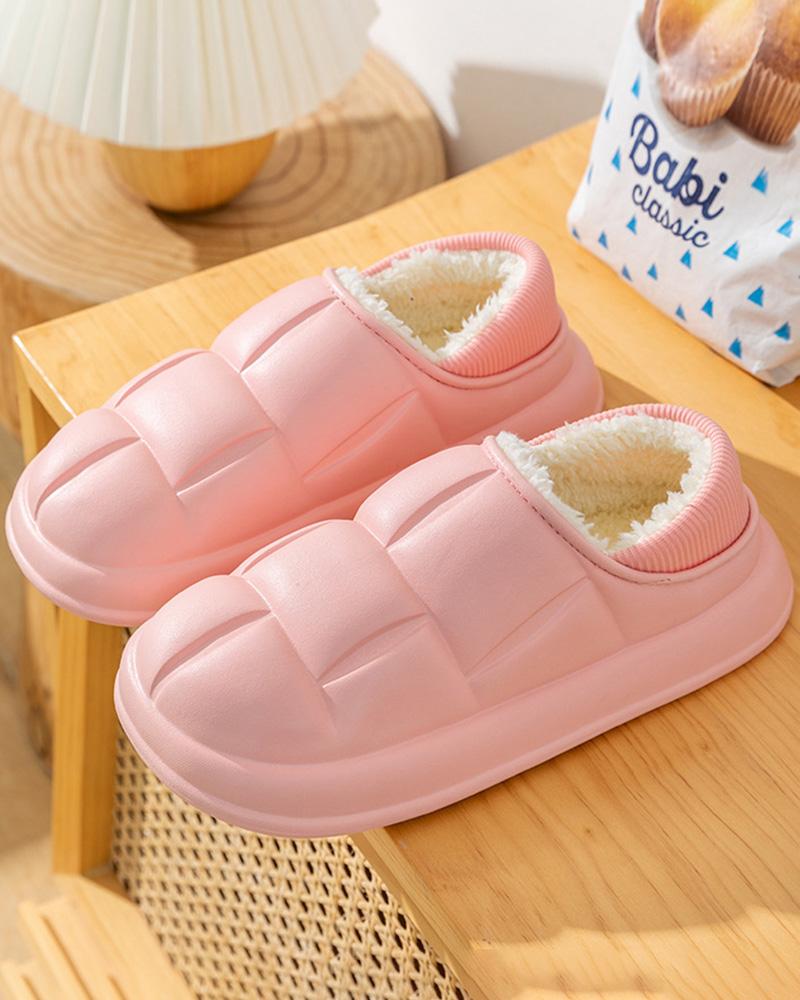 

Quilted Lined Round Toe Slippers, Pink