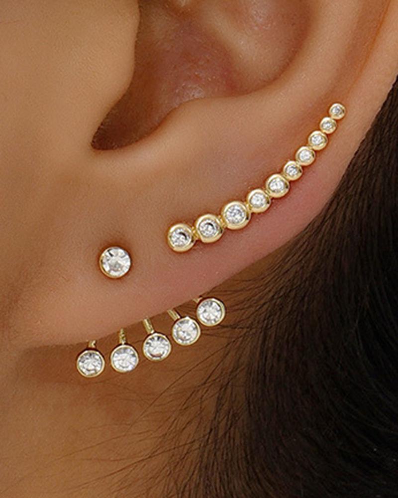 

Ensemble de 3 boucles d'oreilles à tige et grimpeurs d'oreilles en faux zircon, Gold