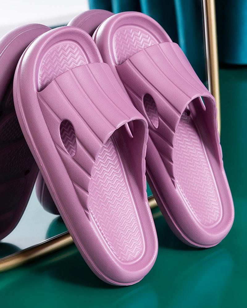

Solid Cut-out EVA Platform Slippers, Purple