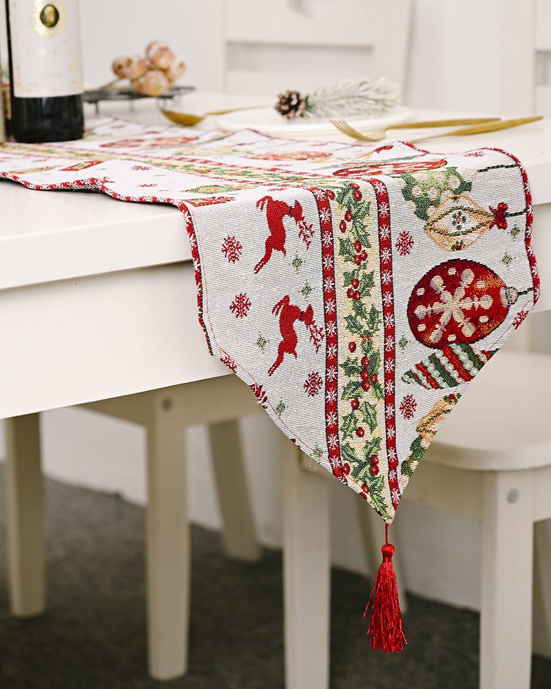 

1pc Christmas Table Runner Knit Xmas Home Decoration, Style4