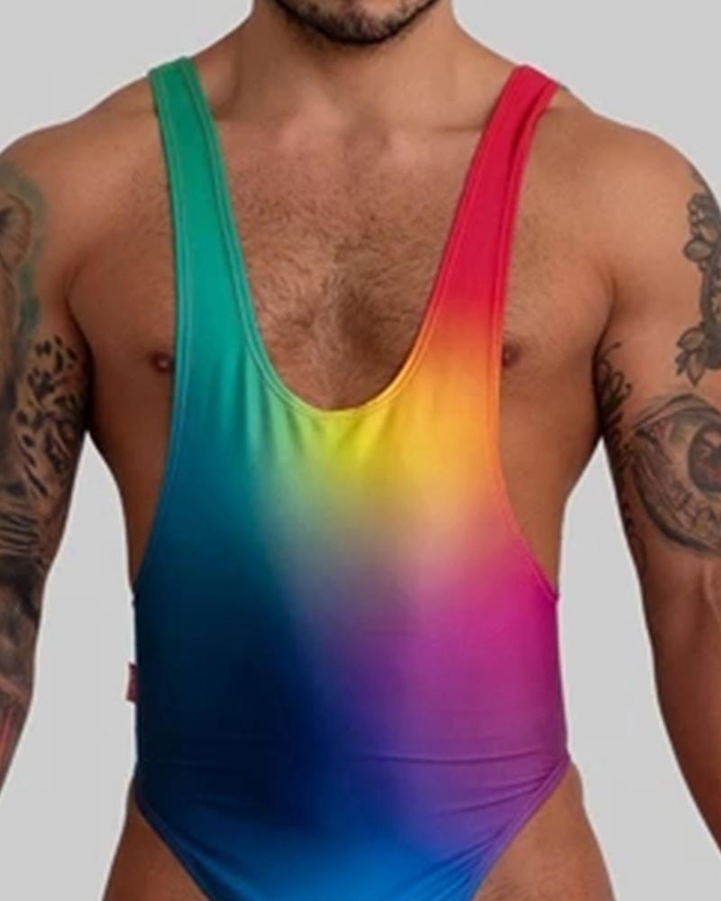 

Tie Dye Print Sleeveless Slinky Bodysuit, Multicolor