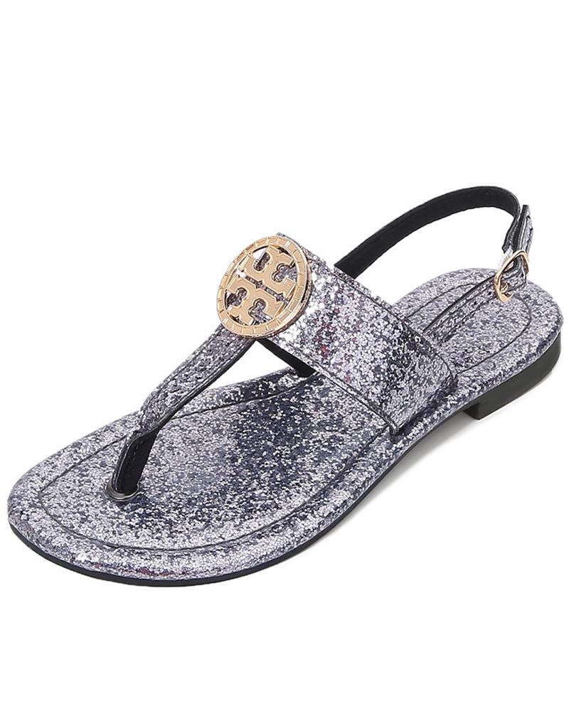 

Graphic Pattern Sequin Toe Post Wedding Guest Flip Flops, Dark grey