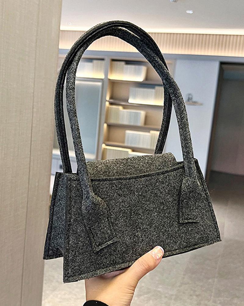 

Vintage Square Felt Shoulder Bag, Gray