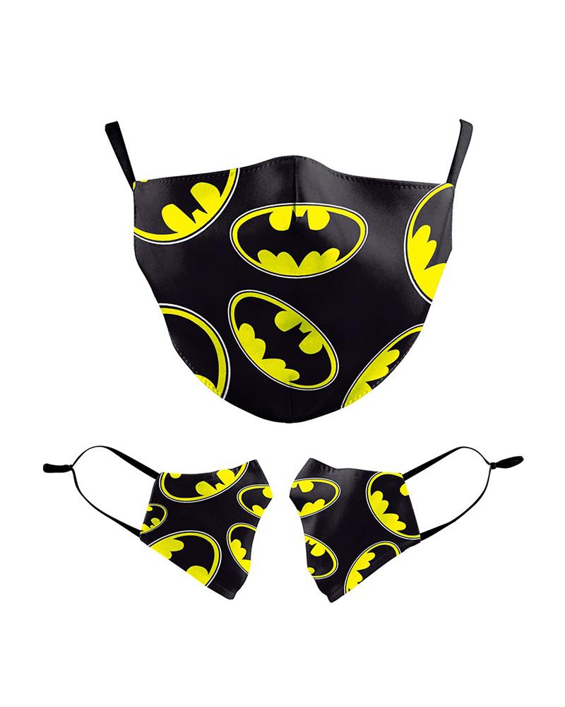 

Cartoon Print Colorblock Breathable Face Mask, Black