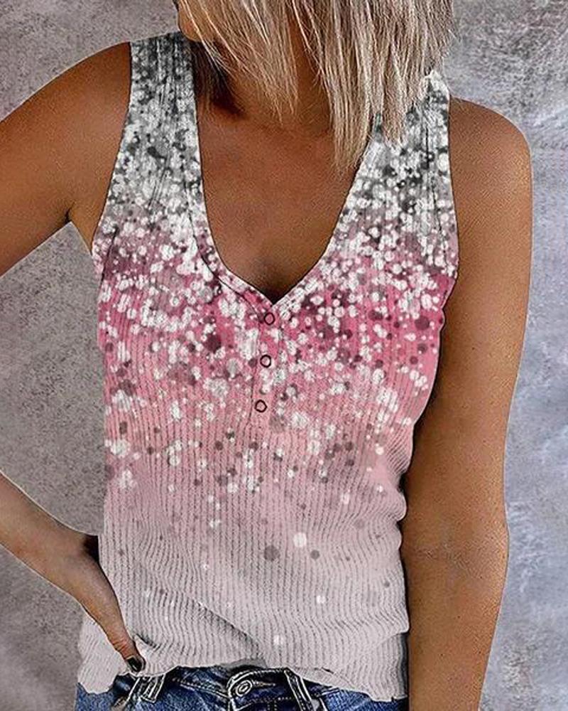 

Allover Print Ombre Tank Top, Pink