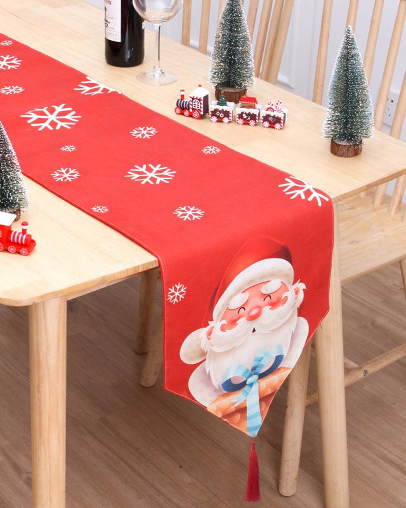 

1pc Christmas Table Runner Seasonal Winter Holiday Kitchen Dining Table Decoration Indoor Outdoor Home Party Supplies, Style5