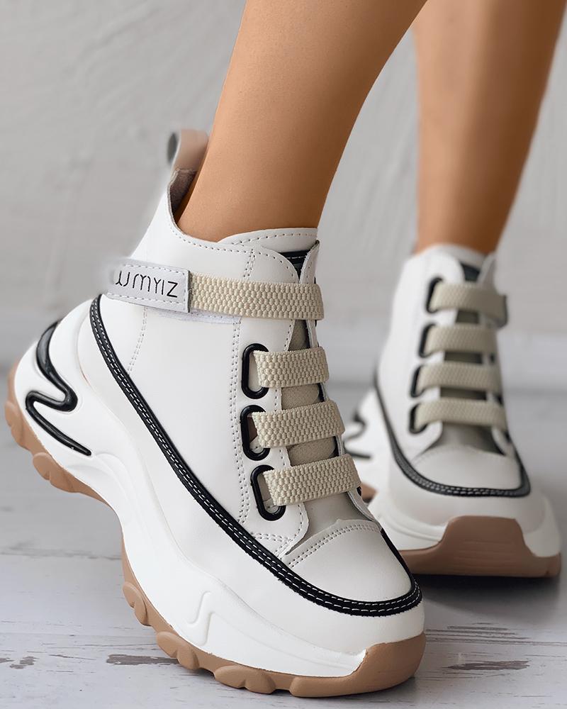 

Lace-up Front Muffin Sneakers, White
