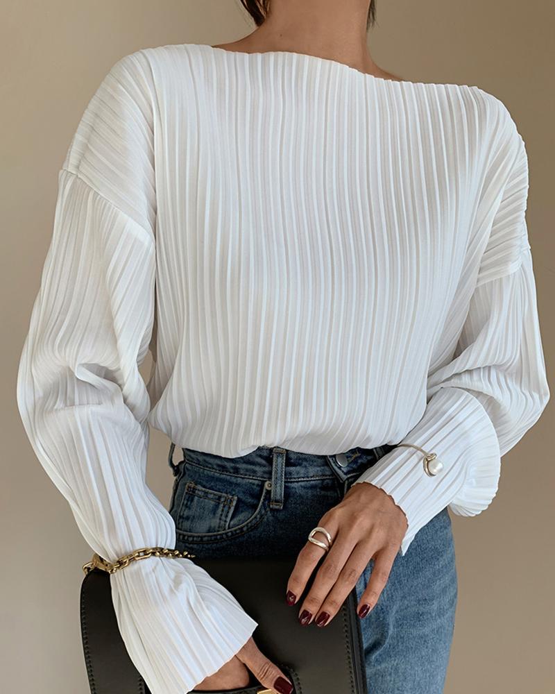 

Ruched Long Sleeve Casual Top, White