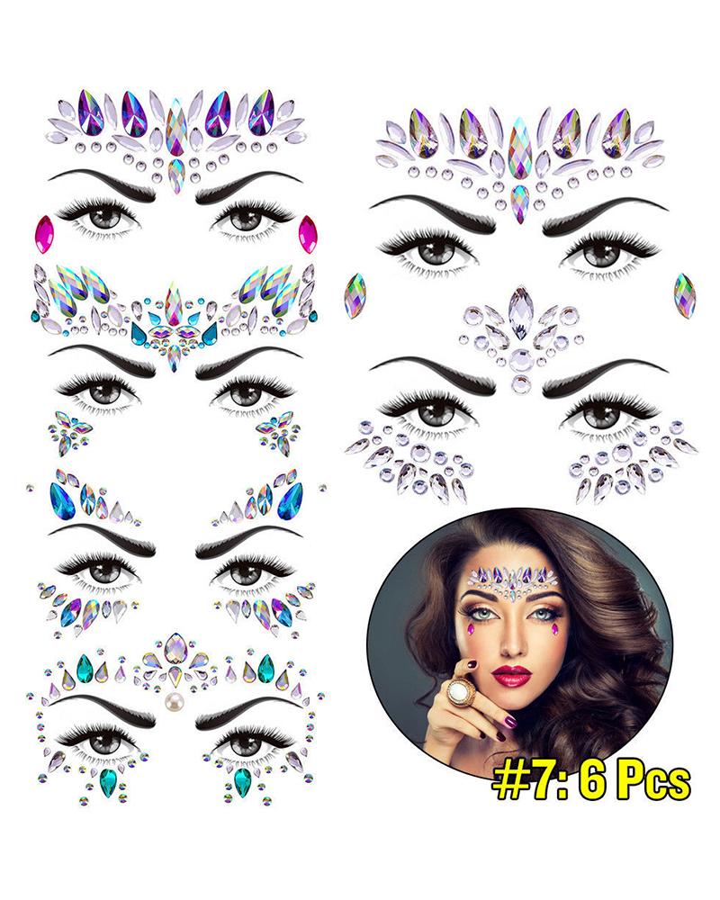 

Face Gems Tattoo Stickers Acrylic Crystal Glitter Stickers, Style5
