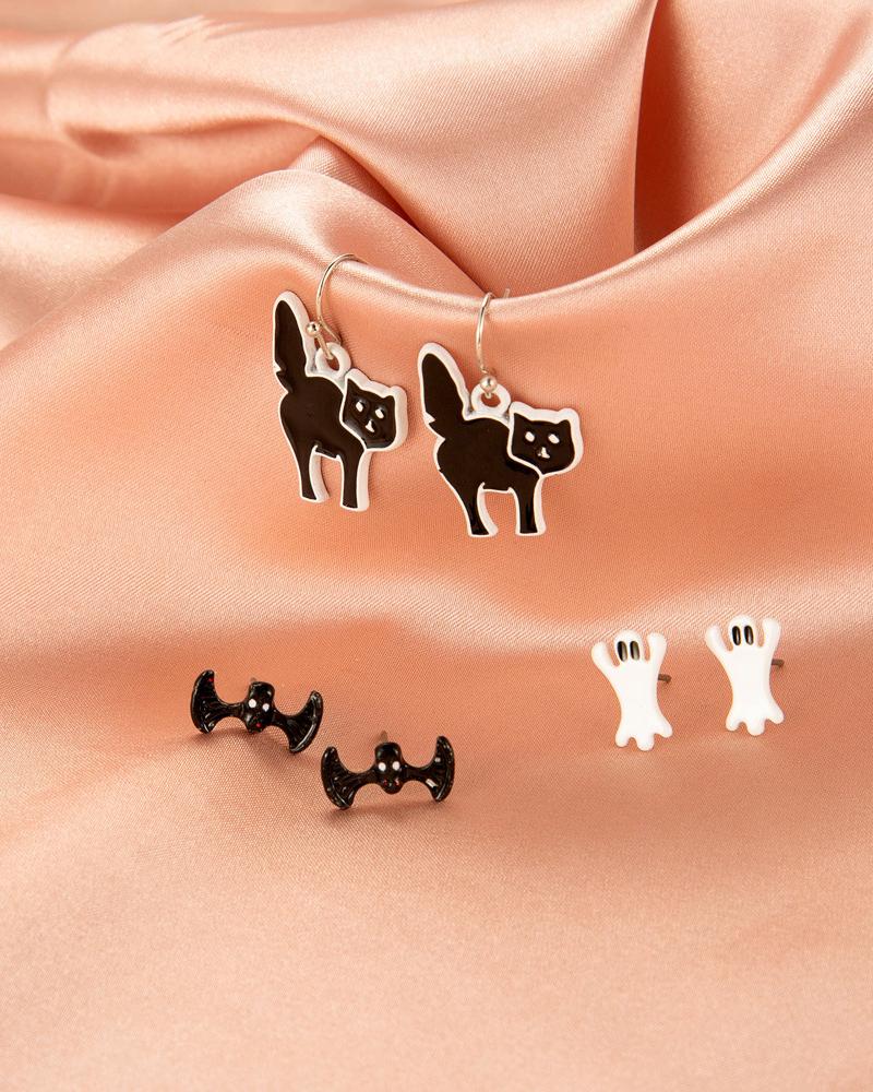 

3pairs Halloween Mixed Pattern Earring Set, Style9