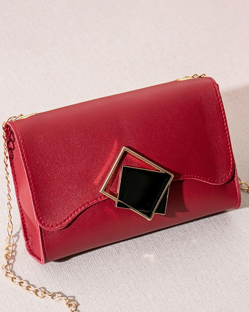 

Square Magnet Lock Crossbody Phone Bag, Red