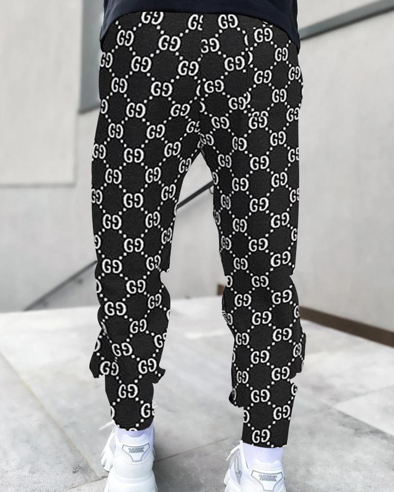 

Casual 3D Print Loose Long Pants, Black
