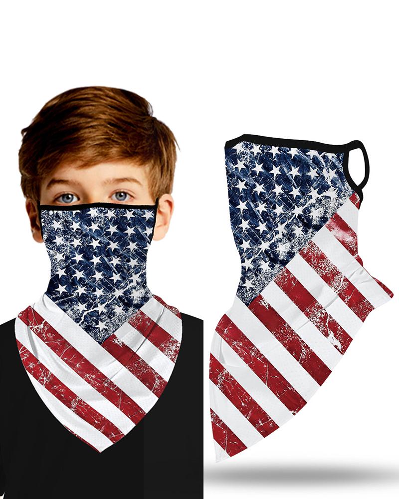 

Flag Print Breathable Ear Loop Face Cover Windproof Outdoors For Children, Blue