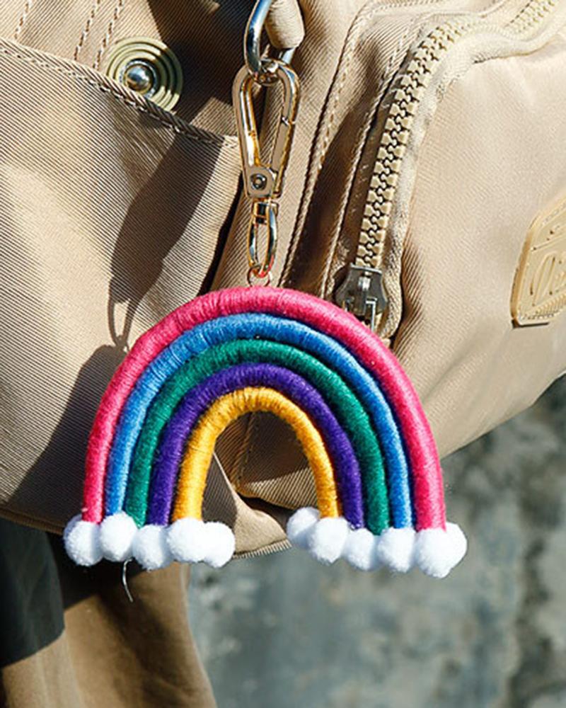

Handmade Rainbow Stripe Bag Accessories King Ring, Pink