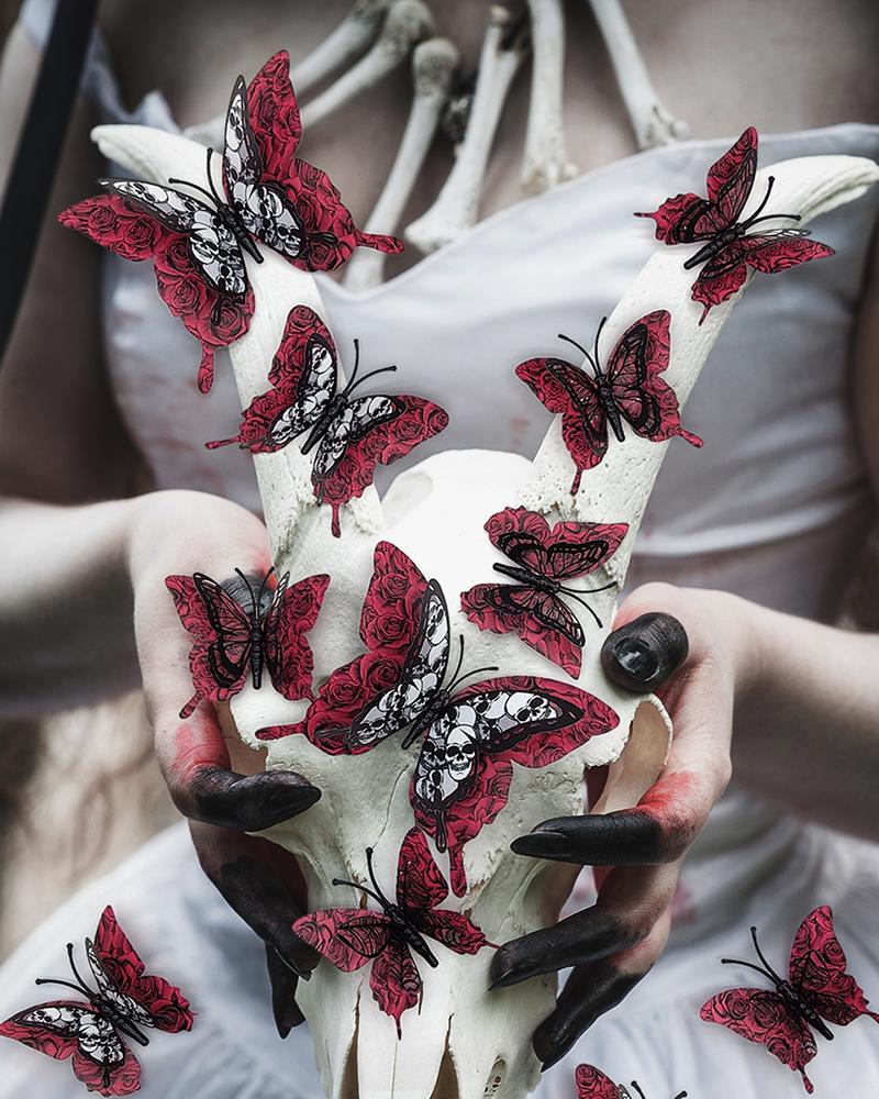 

12pcs Halloween Decorations DIY Realistic Butterfly Wall Decor, Style1