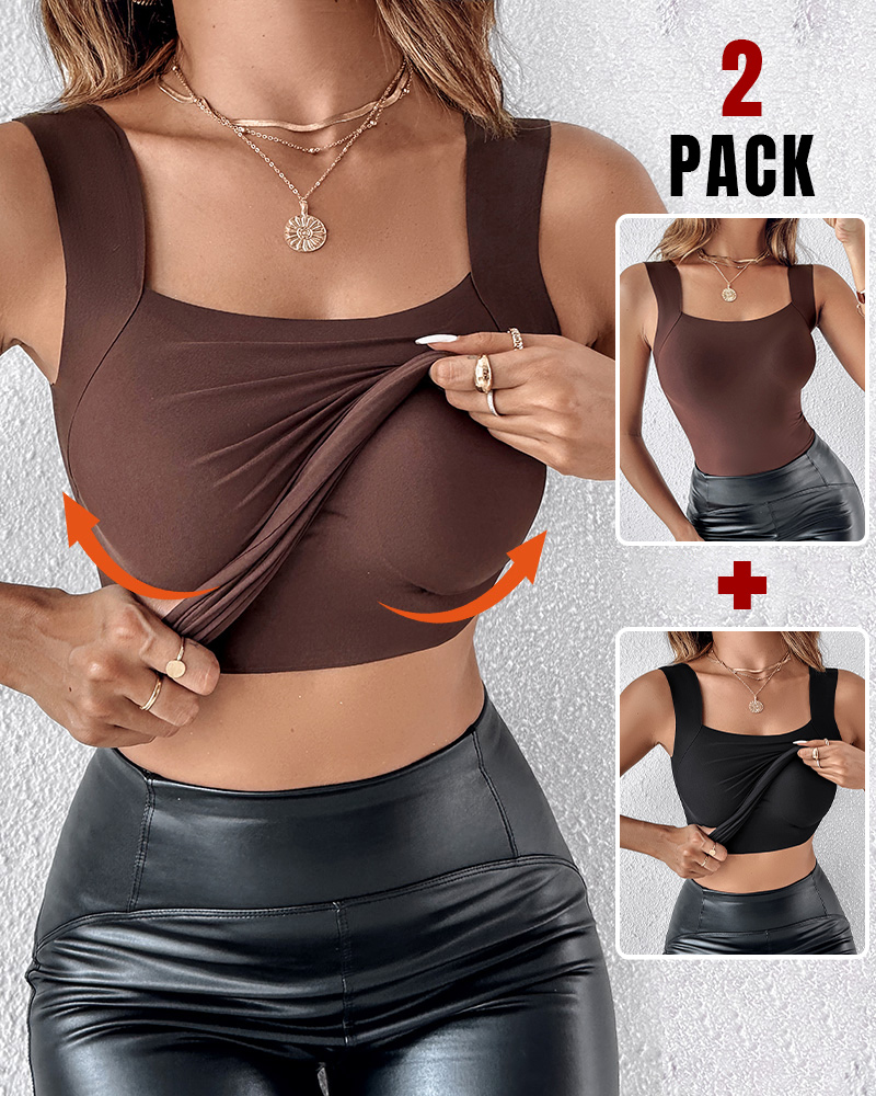 

ChicMe ContourX 2 pièces col en U Shapewear soutien-gorge intégré débardeur haut extensible sans manches coupe ajustée caraco, Style3