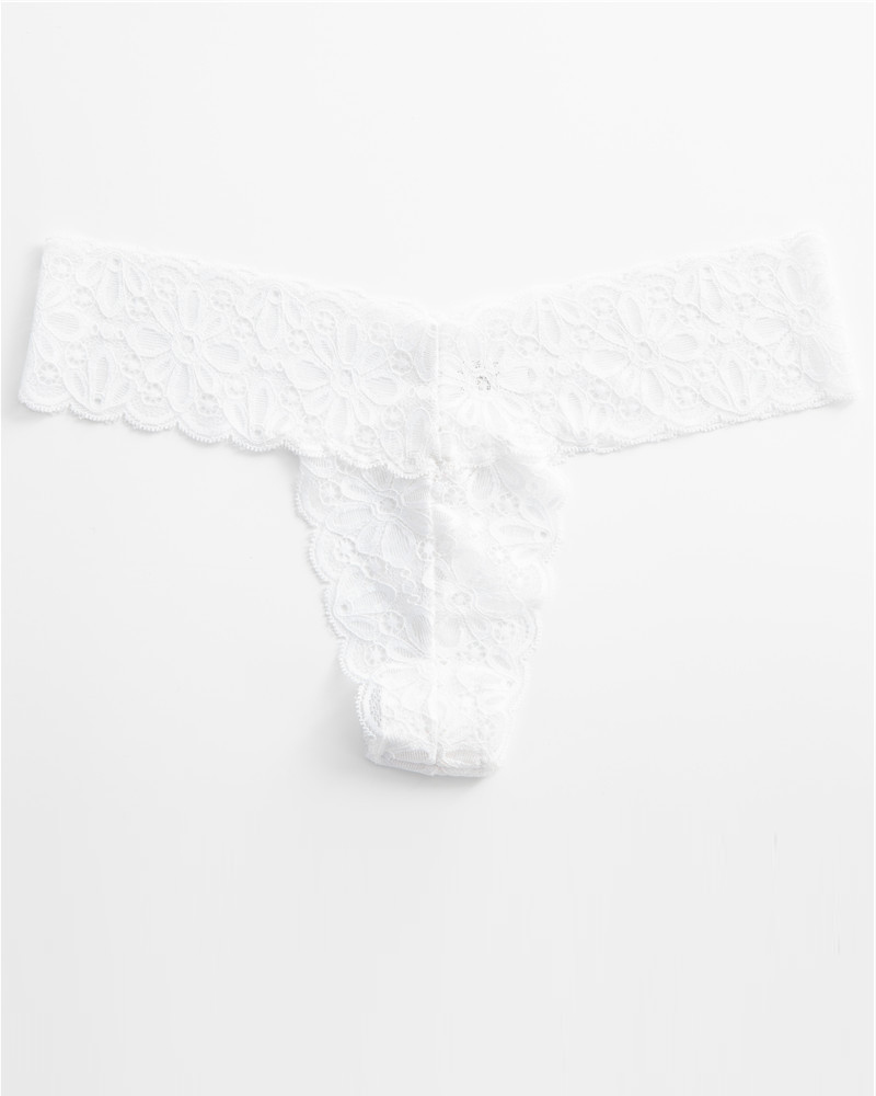 

Lace Skinny Low Waist Thong Panties, White