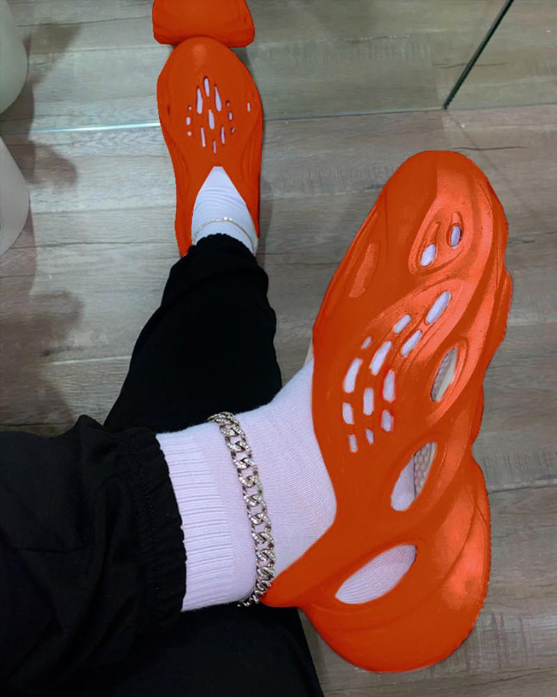 

Hollow Out Closed Toe Clog Sandals, Orange