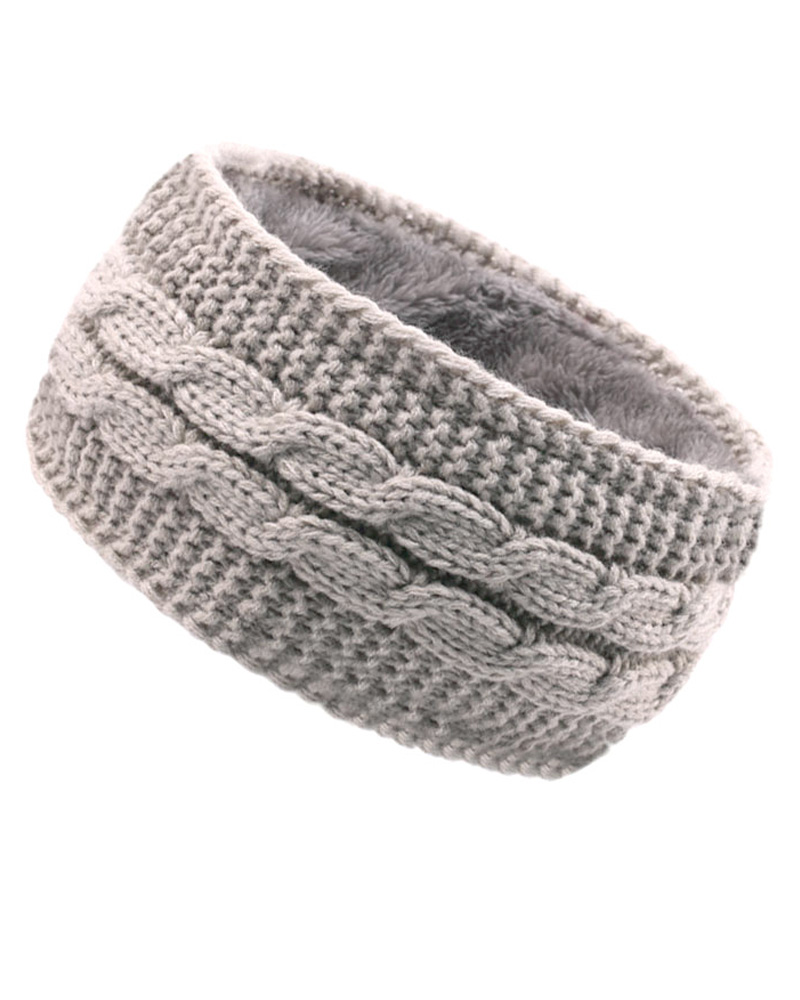 

Winter Ear Warmer Fleece Lined Cable Knit Headband Crochet Head Wrap Ear Band Covers Christmas Gift, Gray
