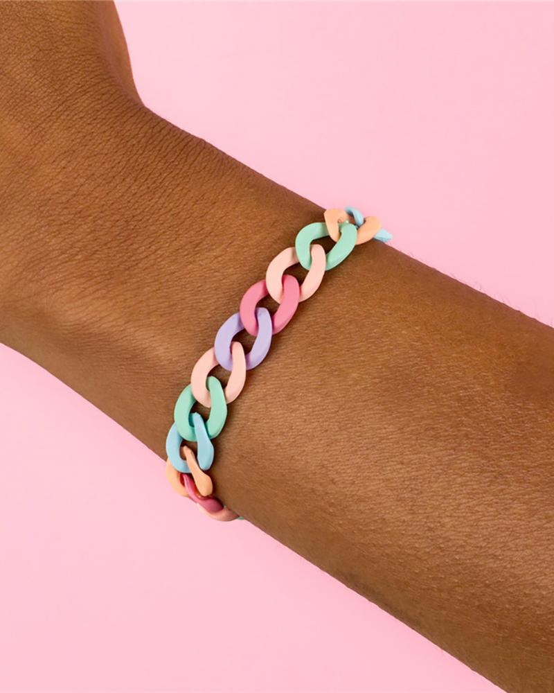 

1pcs Colorblock Chain Bracelet, Multicolor