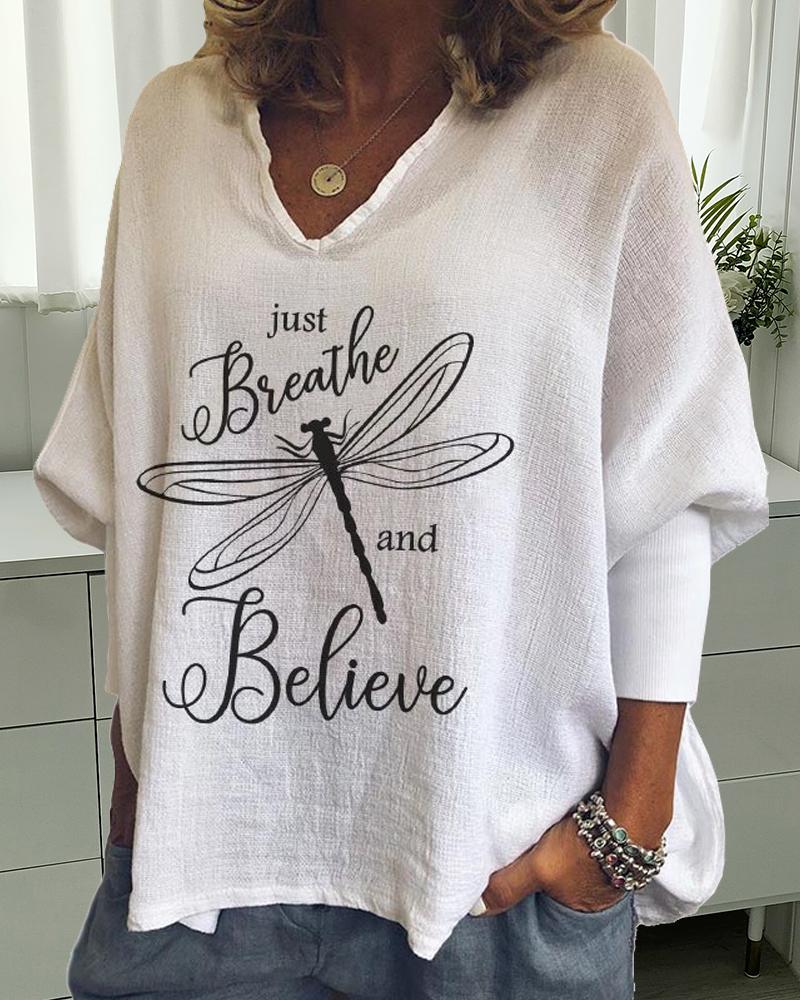 

Wing Print Short Sleeve Loose T-shirt, Style2