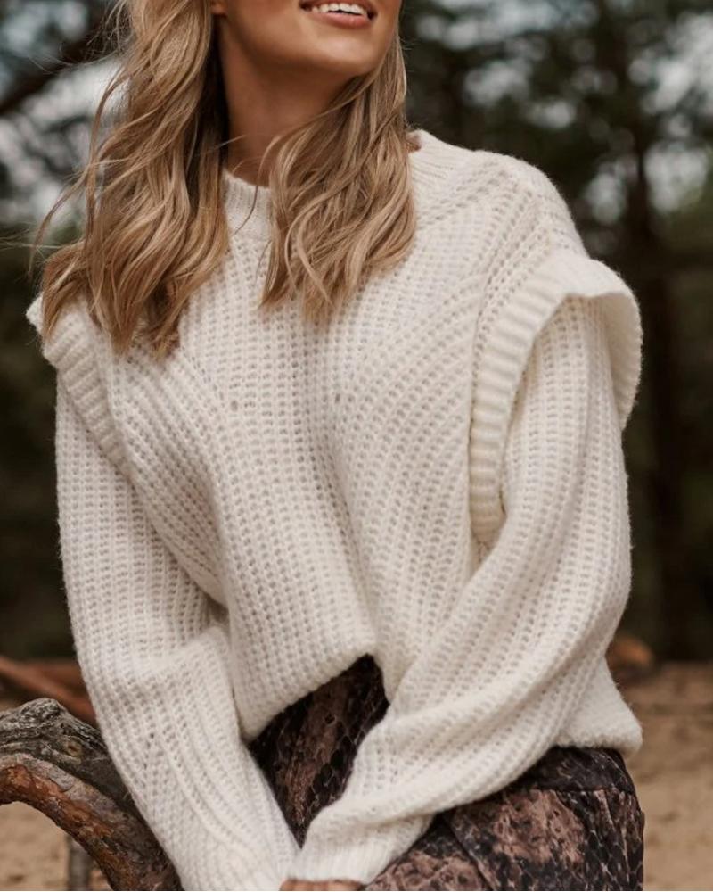 

Long Sleeve Chunky Knit Sweater, White
