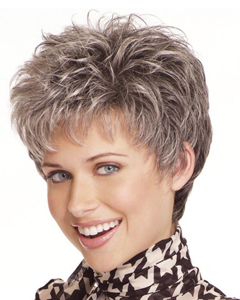 

Synthetic Wig Cosplay Wig Wavy Wavy Pixie Cut Wig Short Silver Synthetic Hair Wig Gray, Gold