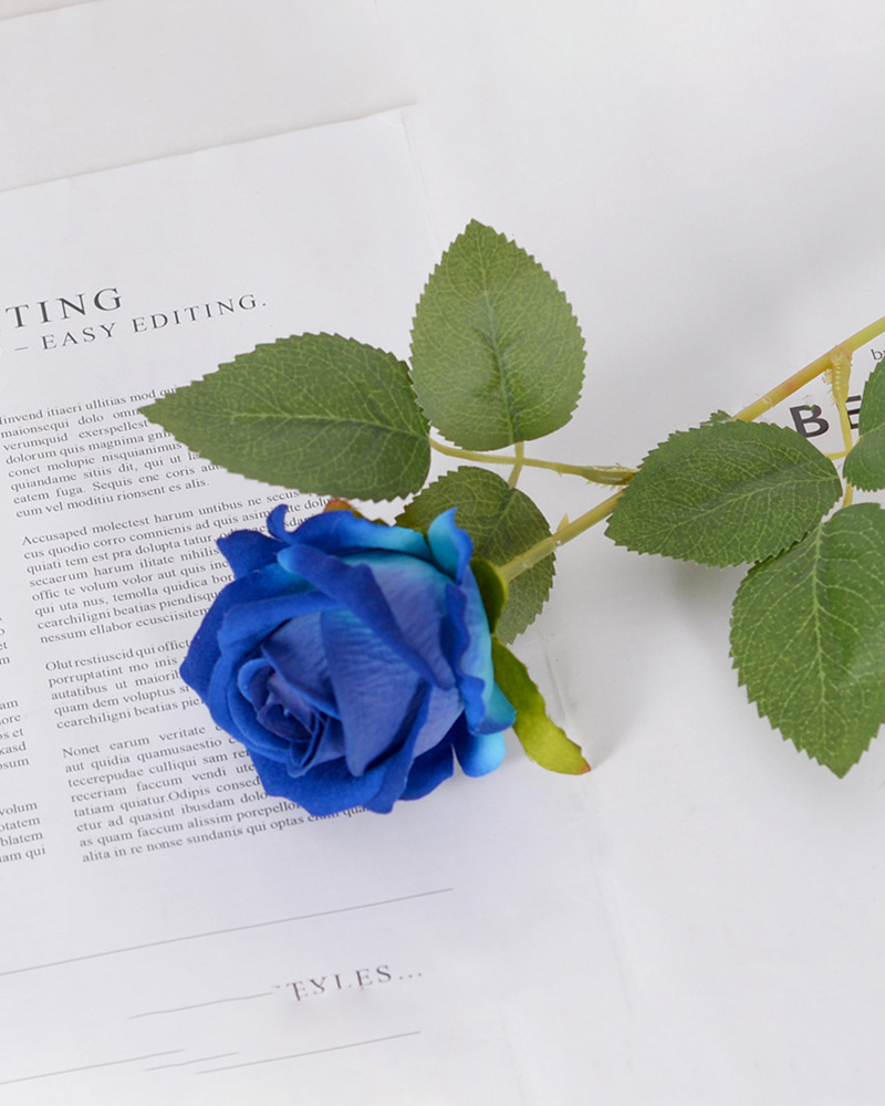 

Artificial Flowers Single Real Looking Fake Roses With Stems, Blue