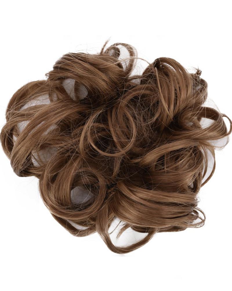 

Curly Synthetic Messy Chignon With Rubber Band Black Brown Donut Hair Bun High Temperature Fiber Hairpieces, Style8