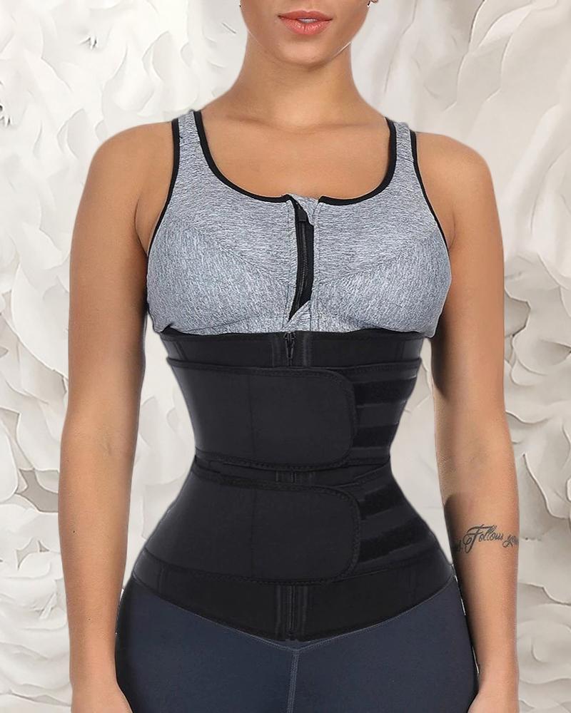

Solid Waist Trainer Corset Neoprene Sweat Belt Tummy Slimming Sport Shapewear Breathable Belly Fitness Modeling Strap Shaper, Black