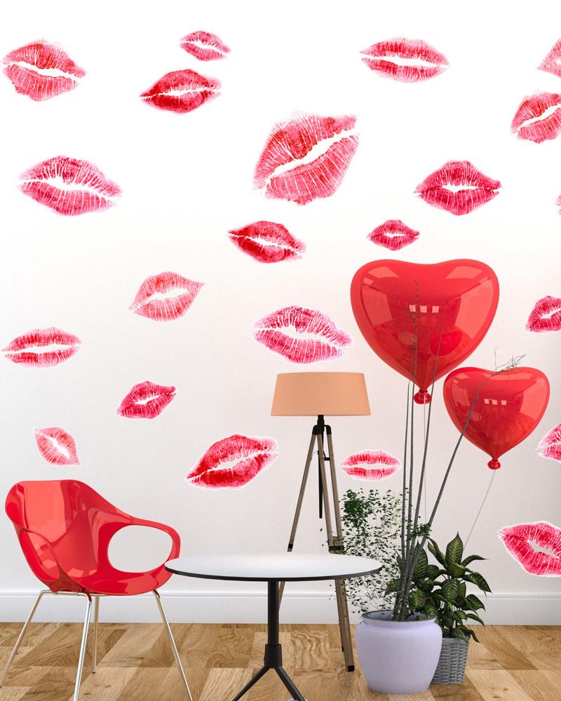 

Valentine's Day Colorful Lips Wall Stickers Decor, Red
