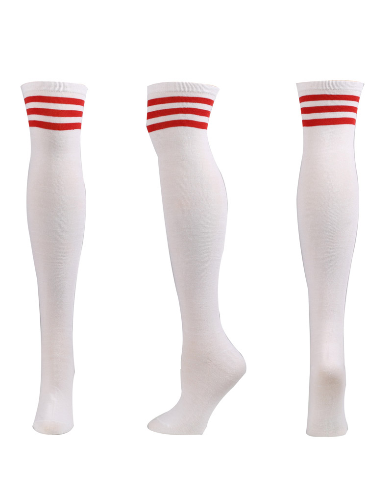 

1Pair Contrast Paneled Thigh High Leg Warmers Long Boot Socks, White