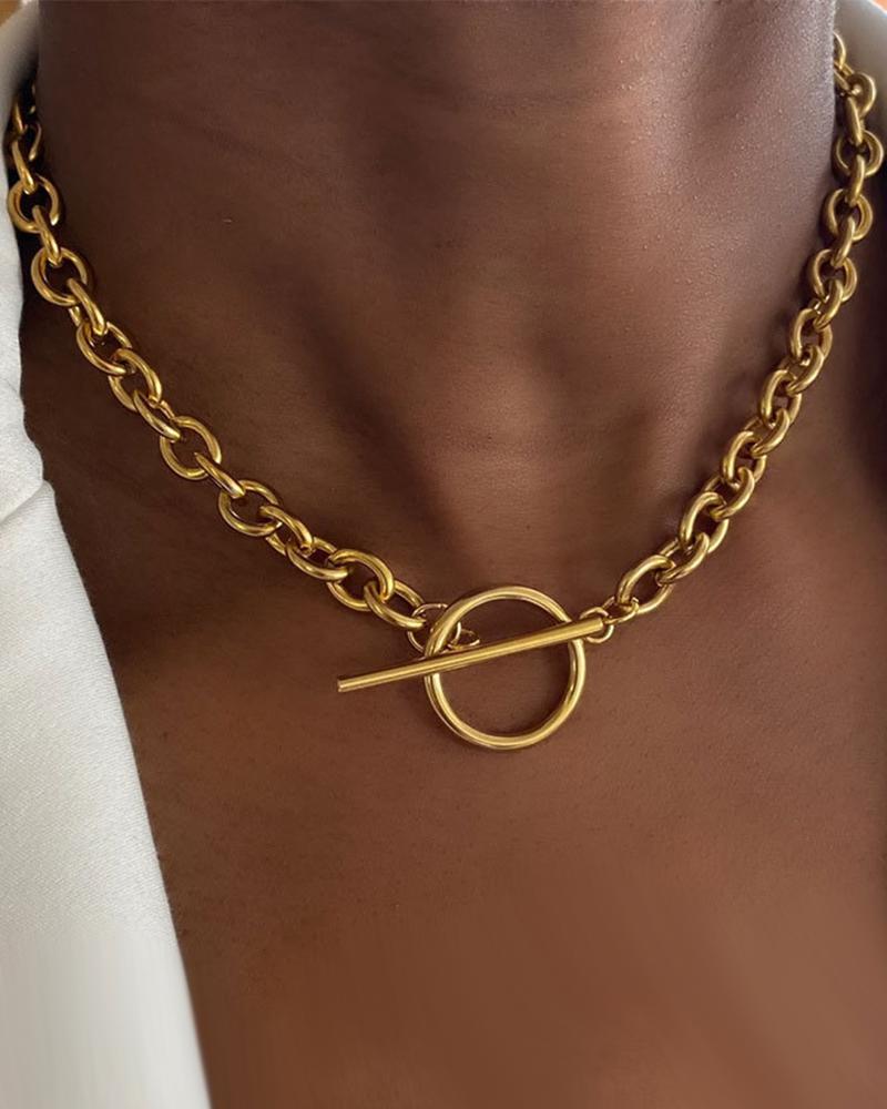 

1pc Trendy OT Toggle Chain Necklace, Gold