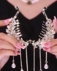 

1pc Wheat Rhinestone Pearls Tassel Hair Clip, Gold