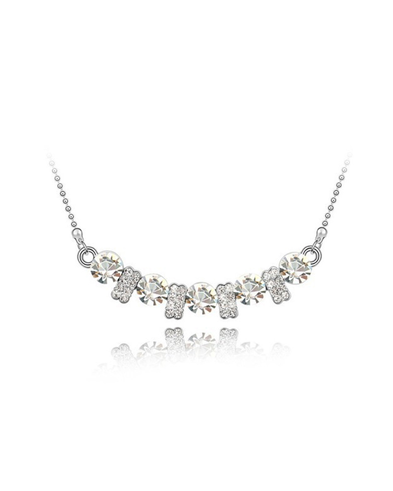 

Rhinestone Studded Colorblock Chain Necklace, White