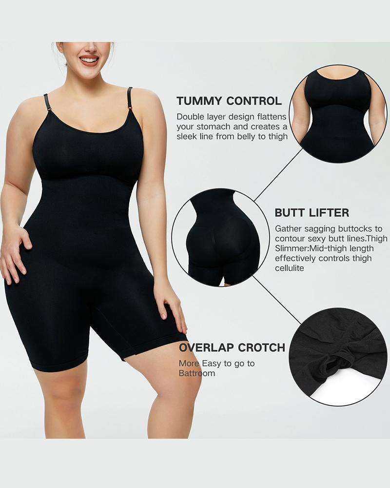 

Push Up Butt Lifting Tummy Control Adjustable Strap Seamless Shapewear, Black