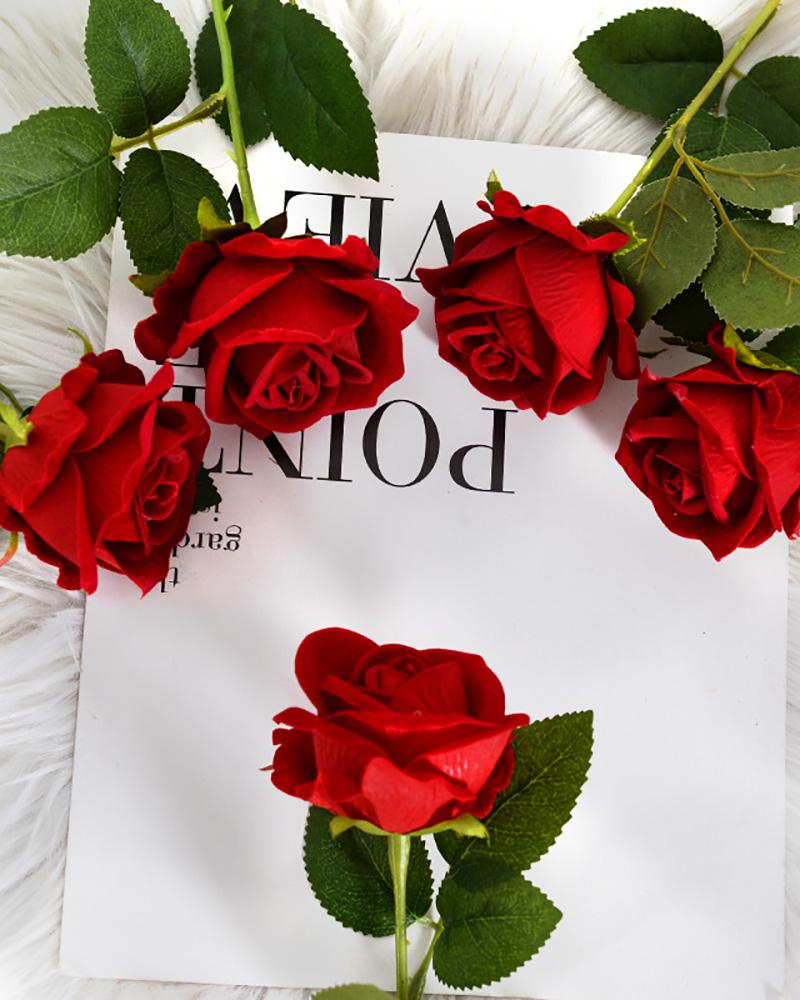 

Artificial Flowers Single Real Looking Fake Roses With Stems, Red