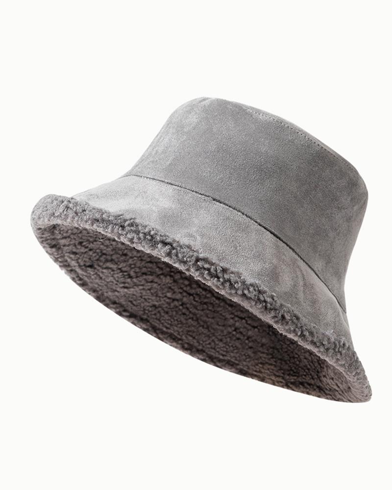 

Fluffy Suede Lined Bucket Hat, Gray